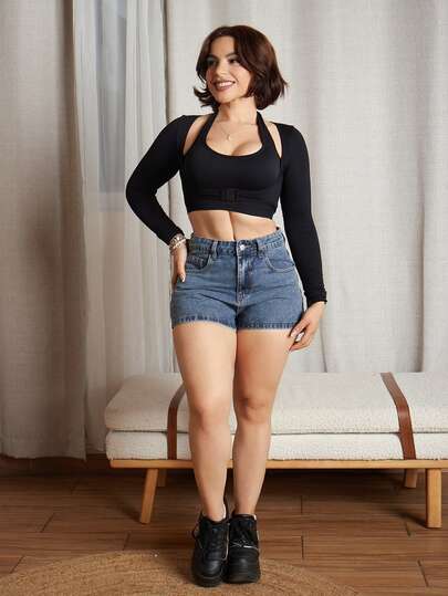 Lupita Cardoza 女式超短A字休闲街头风牛仔热裤，性感清纯