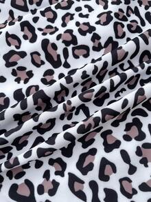 SHEIN Teen Girls Leopard Print 1pc Detachable Strap Hollow Starfish Accent Ruched One-Piece Swimsuit Summer,Beach - Multicolor - View 6