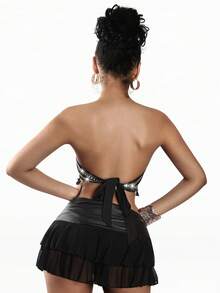 Amplova 2026 Music Festival Black Bandeau Top, Headscarf Bandeau Top For Women - Black - View 2