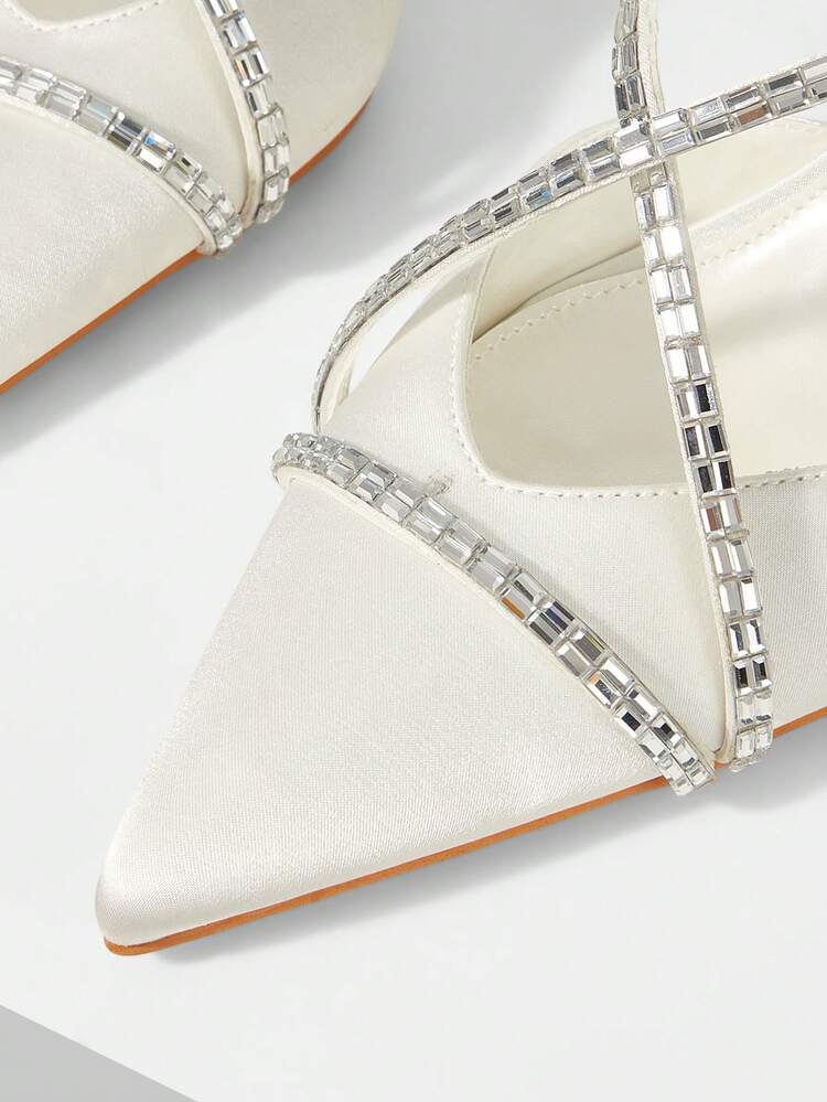 ELEGANT RHINESTONE DECOR POINTED TOE HIGH HEELS SPRING SHOES