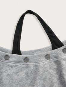 SHEIN MOD 休闲简约风二合一镂空装饰女式灰色卫衣，适合早春穿着，复古风舞会卫衣，性感可爱风，Y2K椰子女孩风，波西米亚风，嬉皮风，音乐节风，夏季适用 - 彩色 - 查看 4