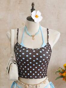 Bellisia Bộ bikini 3 mảnh gợi cảm, dây mảnh, buộc dây bên hông, hở lưng, kiểu dáng thường ngày, họa tiết chấm bi, dành cho nữ, năm 2026. - Nhiều màu - Xem 6