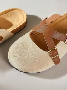 Solecia Ladies Campus Fashion Style Cross Strap Adjustable Comfortable Boken Flat Shoes - Off-white - View 5