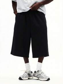 SUMWON Quần ống rộng lửng dáng suông thoải mái cho nam, có chun co giãn, thích hợp cho những ngày thường nhật. - màu đen - Xem 3