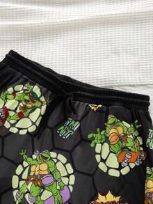 TEENAGE MUTANT NINJA TURTLES | SHEIN Men's Short Sleeve Top And Shorts Pajama Set, Teen MUTANT TURTLES - Black - View 6