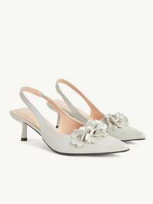 CUCCOO CHICEST 女士时尚花卉装饰尖头细高跟单鞋 - 淺綠 - 查看 1