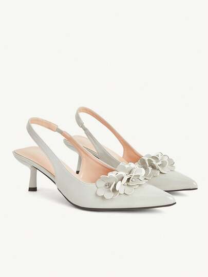 CUCCOO CHICEST 女士时尚花卉装饰尖头细高跟单鞋