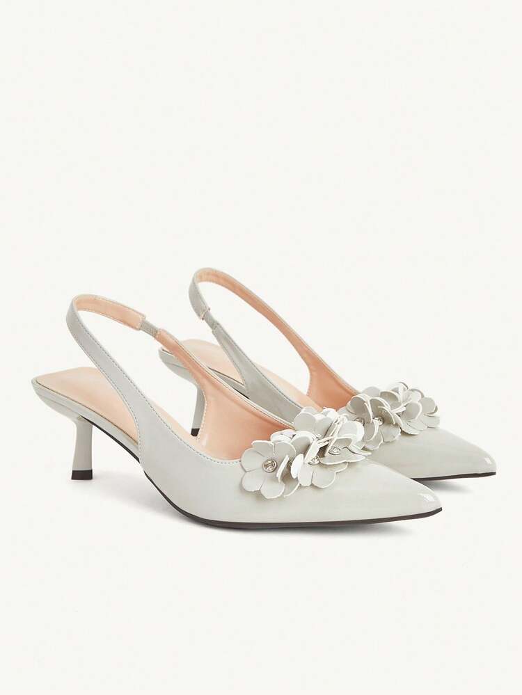 CUCCOO CHICEST Women's Fashion Floral Embellishment Pointed Stiletto High Heels Shoes Wedding Shoes Summer Shoes Bride Shoes