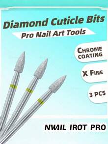 1Pc 3Pcs Tapered Diamond Nail Drill Bit Professional Cuticle Cleaner For Dead Skin Removal Nail Care Manicure Tool - Multicolor - View 12