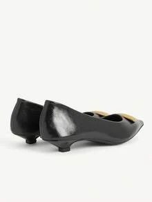 CUCCOO CHICEST Ballet Lace-Up Straps Pointed Kitten Heel Stiletto High Heels Small Shoes Leather Shoes - Black - View 5