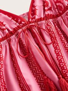 Vivid Eden 大码女式优雅浪漫修身碎花无袖休闲连衣裙，适合情人节 - 粉色 - 查看 8