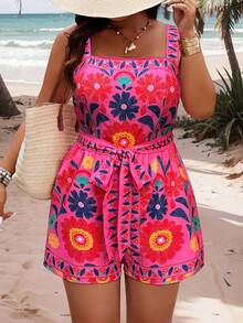 Weeklong Áo liền quần nữ cỡ lớn in họa tiết hoa ngẫu nhiên - Nhiều màu - Xem 3