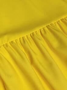 Maweii Đầm dài nữ cỡ lớn màu vàng cổ chữ V tay ngắn dáng chữ A, thích hợp cho đi làm, du lịch, nghỉ dưỡng, thiết kế tối giản, thanh lịch, mặc hàng ngày. - Màu vàng - Xem 6