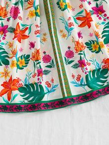 Emery Rose Kids Vestido casual de vacaciones sin mangas con estampado tropical para niña - Verde - Ver 5