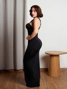Lupita Cardoza Women's Sexy Elegant Black Bodycon Dress, Sexy Backless Metal Beaded Strap Design Slip Dress, Red Formal Gown Suitable For Date, Gathering, Birthday, Party, Banquet, Prom, Formal Occasion Long Black Dress Tight Long Dress Sexy Long Dress Bodycon Maxi Dress,Dresses For Women Elegant,Dresses For Women Elegant,Black Dress - Black - View 5