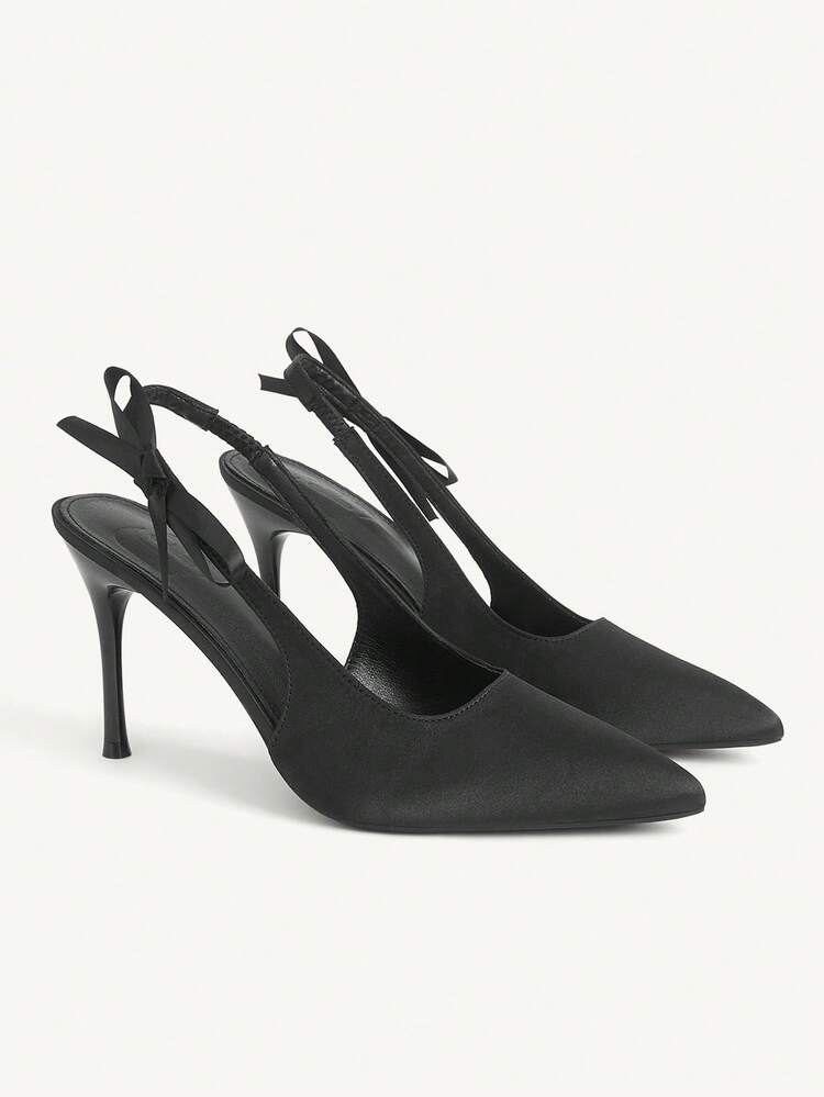 CUCCOO CHICEST Women Shoes New Black French Sexy Closed Toe High Heels Fashion Low Vamp Bow Stiletto Cross With Satin Fashion Elegant Dress Party Bridal Wedding Shoes Women's Shoes Wedding Shoes Summer Shoes Bride Shoes