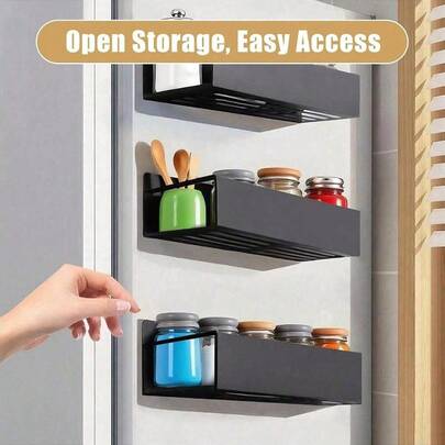 4 قطع رف توابل مغناطيسي للثلاجة، حامل توابل مغناطيسي متعدد الوظائف بدون ثقب، رف تخزين مغناطيسي قوي، منظم مغناطيسي قابل للتعديل الارتفاع، مناسب للغسالة والثلاجة، اكسسوارات المطبخ، اكسسوارات بار القهوة، رف تخزين عملي