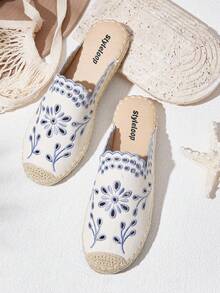 Styleloop Women's Flat Slip-On Shoes, Boho Style, Retro American, Bohemian, Western, Music Festival, Party Outfit Valentine's Day Holiday Travel Essential Boho Cowgirl Outfit - Blue - View 1