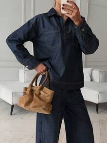 Dazy-Less Women's Casual Top And Jeans Set - Blue - View 6