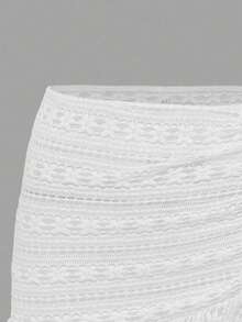 Swim Mod Women's Textured Drawstring Waist Beach Mini Skirt - White - View 5