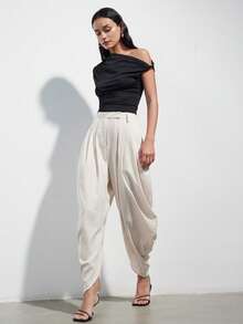 Aveloria Modichic Quần tây công sở màu mơ xếp ly tối giản mới, thiết kế xếp ly tạo vẻ ngoài cổ điển nhiều lớp, phù hợp cho nơi làm việc, đi lại hàng ngày và các cuộc họp kinh doanh. - Màu be - Xem 5