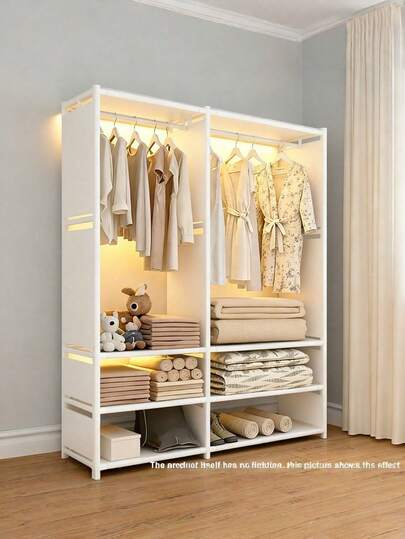 1 pieza Armario multifuncional de cuatro niveles - Estantería de almacenamiento a prueba de polvo con barras colgantes, fácil de instalar sin herramientas, 170 cm de alto, adecuado para almacenar zapatos, ropa, bolsos, etc. Diseño ahorra espacio, adecuado para dormitorios, oficinas, dormitorios y salas de estar.