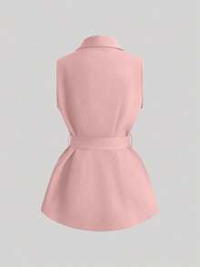 Franclia New Women Sleeveless Vest Jacket With Belt - Pink - View 2