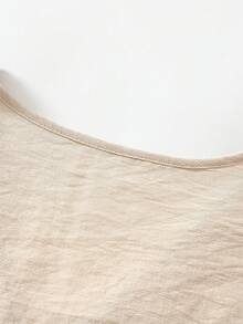 Franclia 女士休闲V领T恤，饰有缎带，宽松版型，杏色 - 杏色 - 查看 7