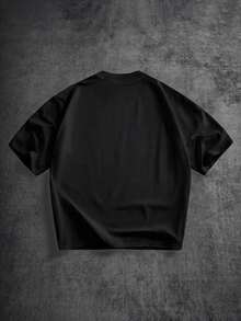 Manfinity ZONE917 Black Label Men's Drop Shoulder Short Sleeve T-Shirt - Black - View 5