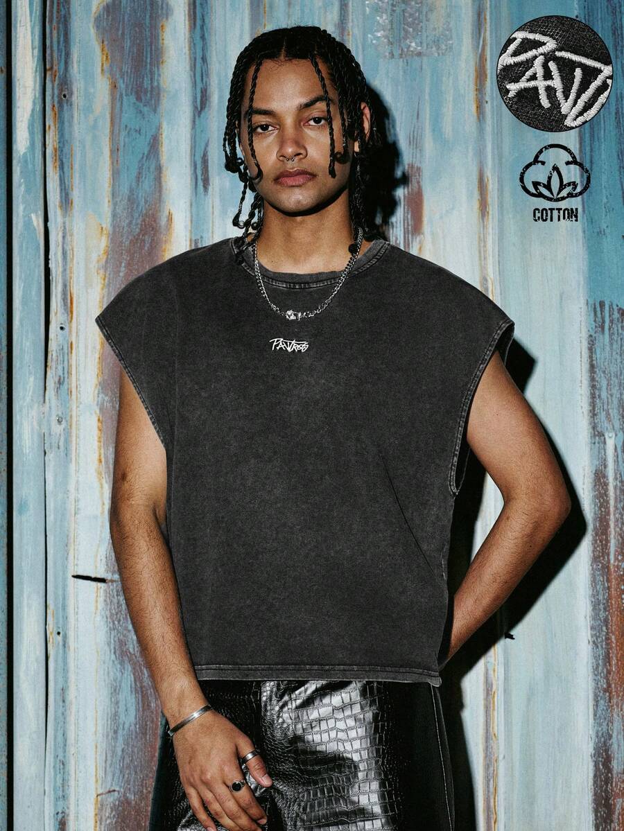 PAVTROS Men's Casual Crew Neck Sleeveless Tank Top - Black - View 1