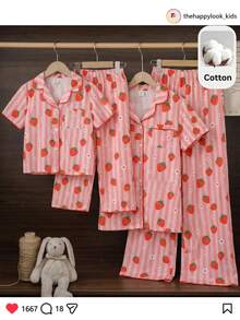 THE HAPPY LOOK 女童草莓图案针织软领短袖开衫和松紧腰短裤两件套 - 彩色 - 查看 4