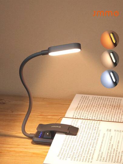 JMMO Luz para Livro com 16 Pérolas LED Recarregável para Leitura na Cama com 3 Temperaturas de Cor Protetoras dos Olhos, Regulagem de Brilho Contínua, Luz de Clipe para Amantes de Livros