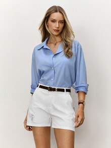 Daynim Ripped Slant Pocket Denim Shorts - White - View 5