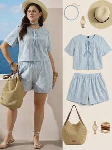 Zelara 2件套加大码女装2026格子印花返校套装女式前系带衬衫商务休闲女式曲线短裤返校两件套秋季服装老钱风格女装2件套女式格子印花返校套装女式前系带衬衫商务休闲女式短裤女式曲线服装高级时尚教师套装夏季两件套优质女式优雅商务通勤教师服装两件套休闲时尚百搭通勤两件套，夏季服装短套装女式度假夏季短裤套装女式短套装女式沙滩套装女式亚麻短套装女式沙滩套装女式蓝色两件套女式两件套女式两件套女式短袖女式短裤套装女式夏季套装女式夏季套装夏季服装套装女式亚麻两件套女式女式夏季套装女式夏季套装女式亚麻两件套女式女士两件套休闲套装 - 藍白色 - 查看 3