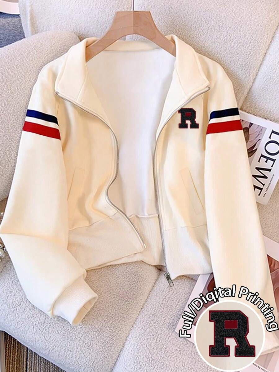 Resyla 女士修身立领插肩袖开衫 - 杏色 - 查看 1