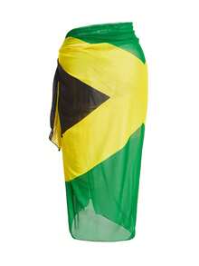 Slaydiva Plus Size Women Wrap Around Beach Cover Up Dress, Resort Casual Style, For Summer Vacation - Multicolor - View 3