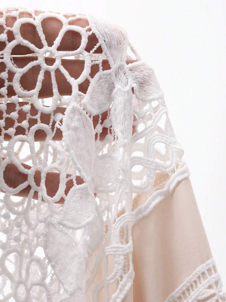 French Lace Dress, Elegant Goddess Style Tea Length Dress, Waist Cinching Slimming Effect, High-End Long Dress For Women In Summer