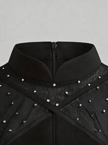 Firerie Kids Tween Girls Lace Petal Sleeve Waist Splice Dress, White, Elegant, Sweet, Cute, Versatile, Suitable For Holidays And Parties - Black - View 6