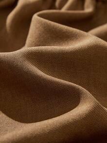 SHEIN 年轻女孩简约都市通勤风宽松褶皱短裤，时尚别致，夏季必备 - 咖啡棕 - 查看 5