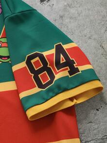 TEENAGE MUTANT NINJA TURTLES | SHEIN Áo polo nam tay ngắn in chữ và hoạt hình, kiểu dáng thường ngày, đa năng, phù hợp đi làm. - Nhiều màu - Xem 5