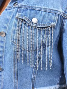 BamGleam 女士时尚休闲牛仔夹克和外套 - 藍色 - 查看 7