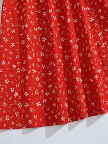 GlowEve 女士无袖纽扣碎花休闲连衣裙，红色，优雅假日装扮，可爱图案，收腰设计，有内衬，适合夏季和情人节穿着。 - 紅色 - 查看 6