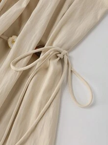 Franclia Women's French Elegant Vacation Tie-Waist Flared Dress - Apricot - View 3