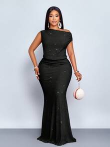 SOLERSUN Women's Elegant Pink Color Mermaid Hem Bodycon Sexy Dress Maxi Women Outfit Suitable For Vacation Party & Dating - Black - View 5