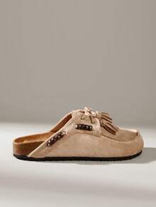 Solecia 女士休闲百搭流苏平底鞋 - 杏色 - 查看 1