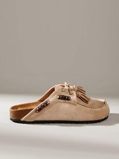 Solecia Giày bệt nữ casual đa năng có tua rua