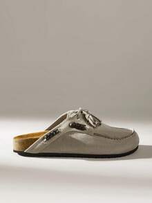 Solecia 女士休闲流苏平底鞋，百搭时尚日常鞋 - 灰色 - 查看 1