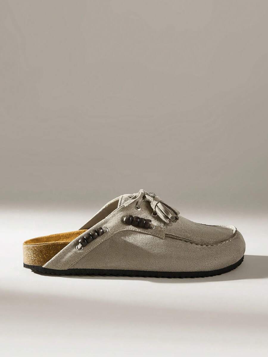 Solecia 女士休闲流苏平底鞋，百搭时尚日常鞋 - 灰色 - 查看 1