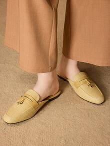 MOTF PREMIUM 女士舒适简约流苏装饰平底鞋 - 杏色 - 查看 7