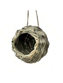 1pc Handmade Woven Grass Bird Nest, Ball Shaped Round Opening Parrot House For Outdoor Decoration, Suitable For All Seasons, Random Color (Natural Color Variations Are Normal) - Multicolor - View 2